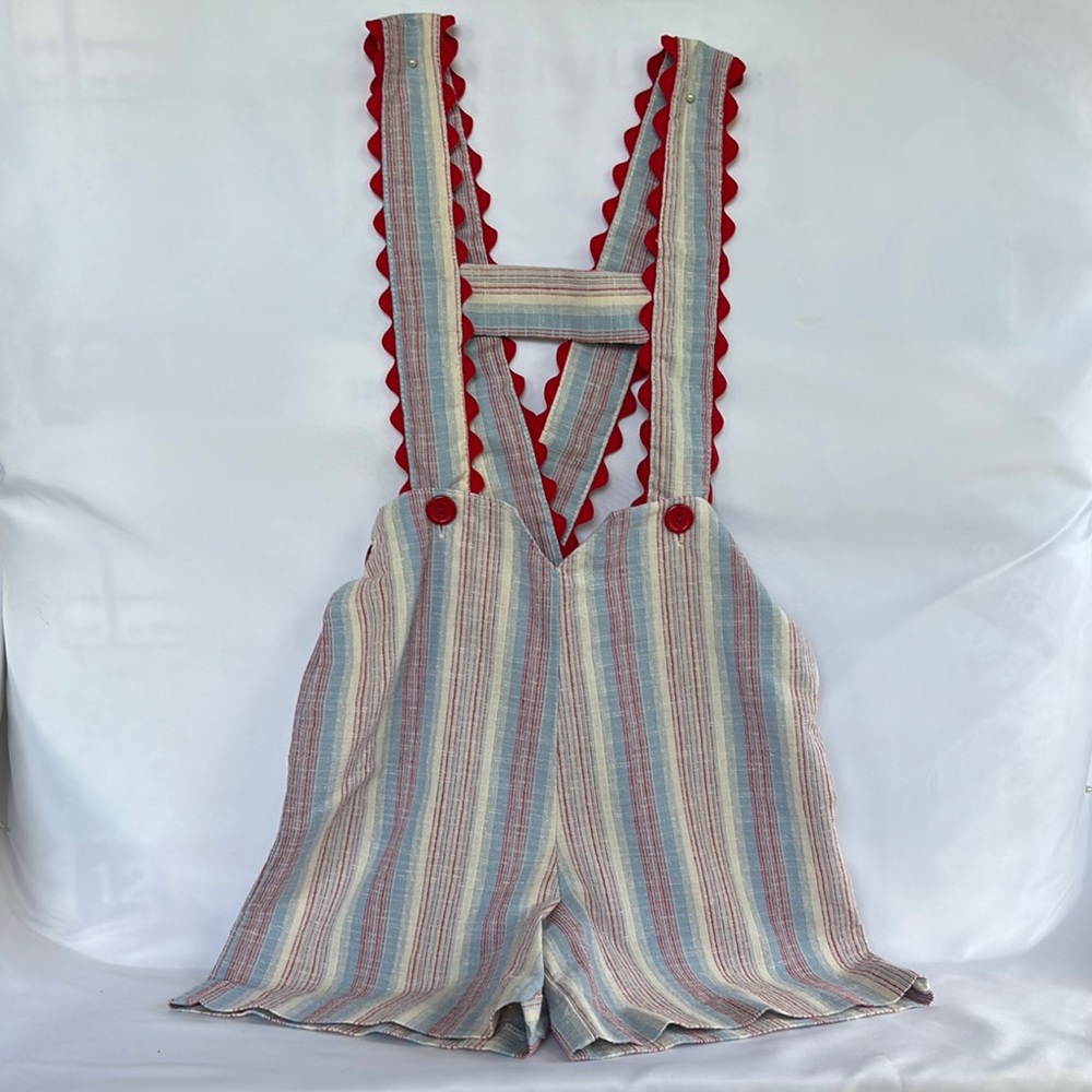 VINTAGE NWOT NECK & NECK JUNIOR UNISEX OVERALLS STRIPPED WITH RED DETAIL 4T - Picture 3 of 12
